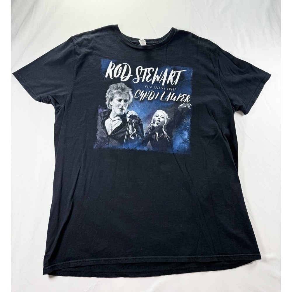 Rod Stewart Cyndi Lauper 2018 CONCERT TOUR SHIRT‎ XL Black Tee